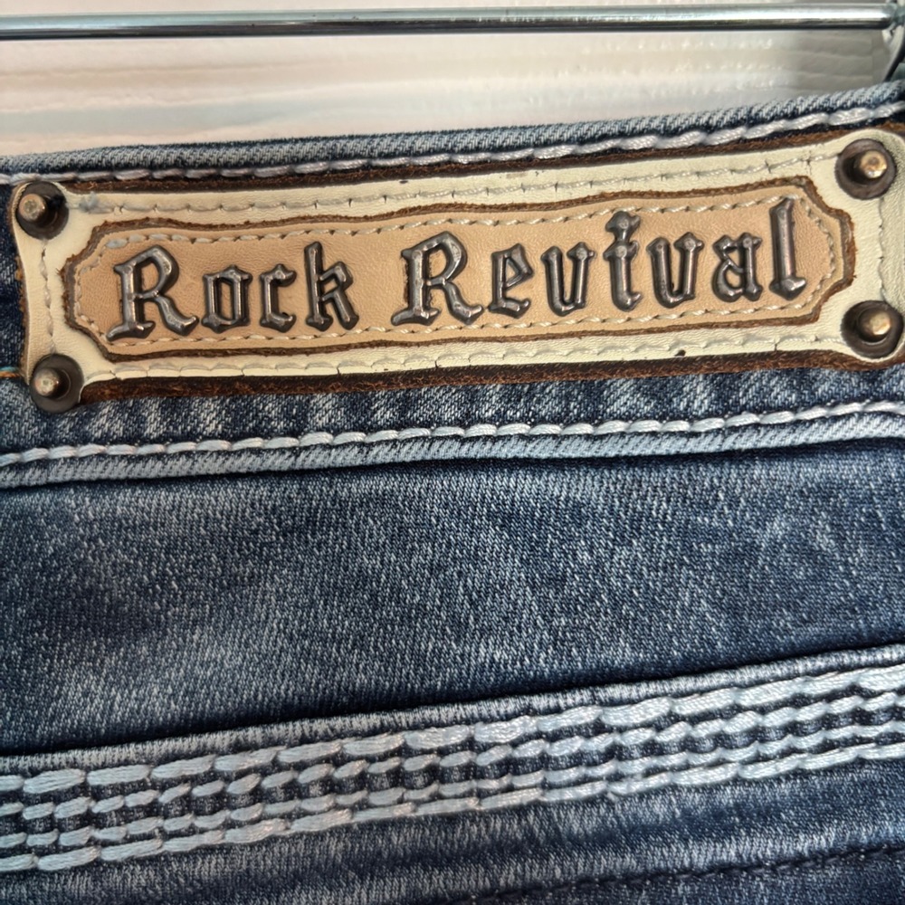 Rock Revival Western Y-2K inspired Yana Ankle Skinny Jeans Embroidered Size 33 - Picture 9 of 16